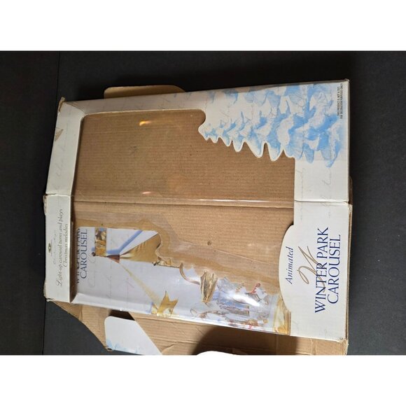 Illuminated Animated Trendmasters Winter Park Carousel With Horses & Bows - Picture 12 of 14